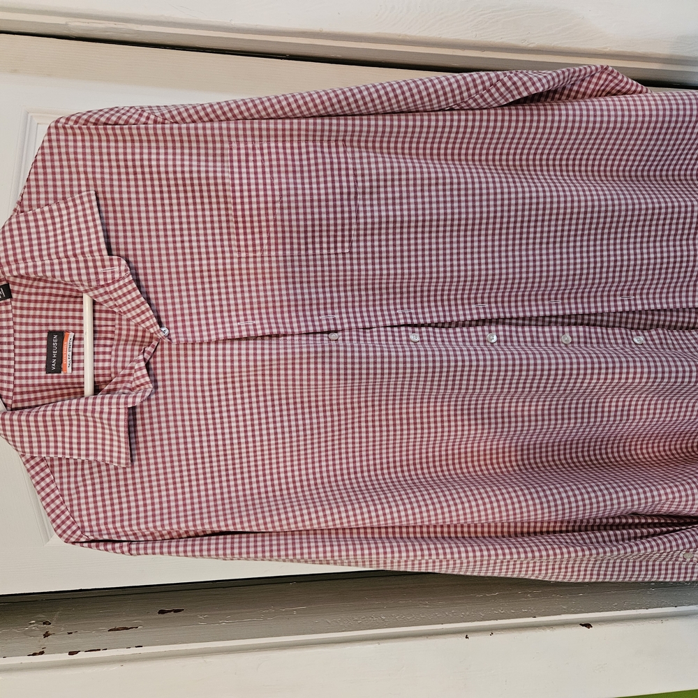 Van Heusen Red and White Checkered Shirt TALL